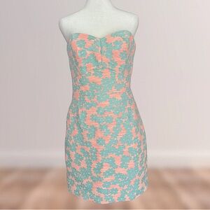 Hutch | Anthropologie | Light Blue & Orange Floral Strapless Dress | NWOT